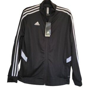 Adidas Women's Stripped Climate Track Black Jacket Size M